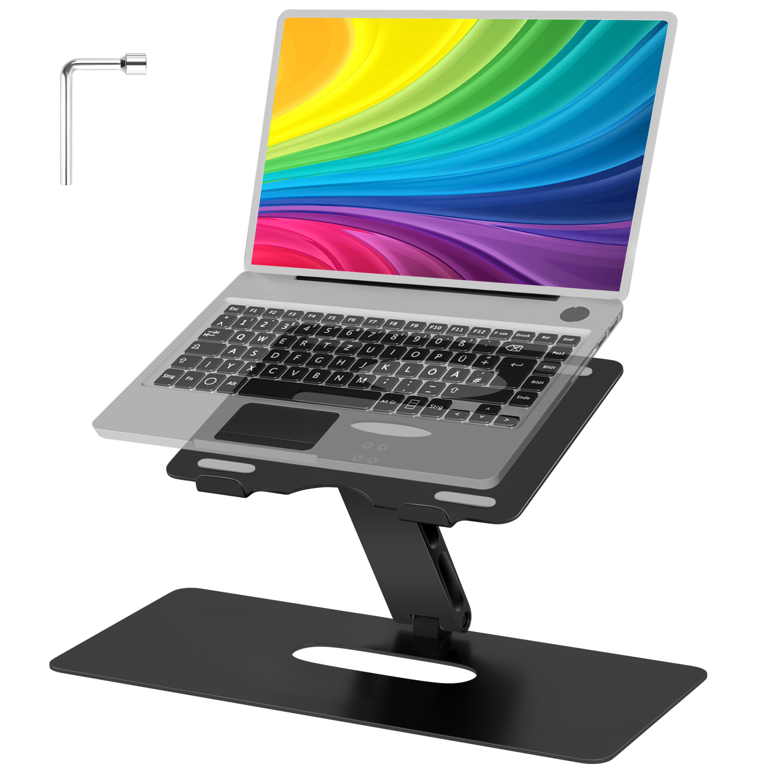Laptop Stand, WeluvFit Aluminum Adjustable Computer Stand, Portable Laptop Riser Holder for Desk/Bed/Leg, Ergonomic Foldable Notebook Elevator Compatible with 10-16