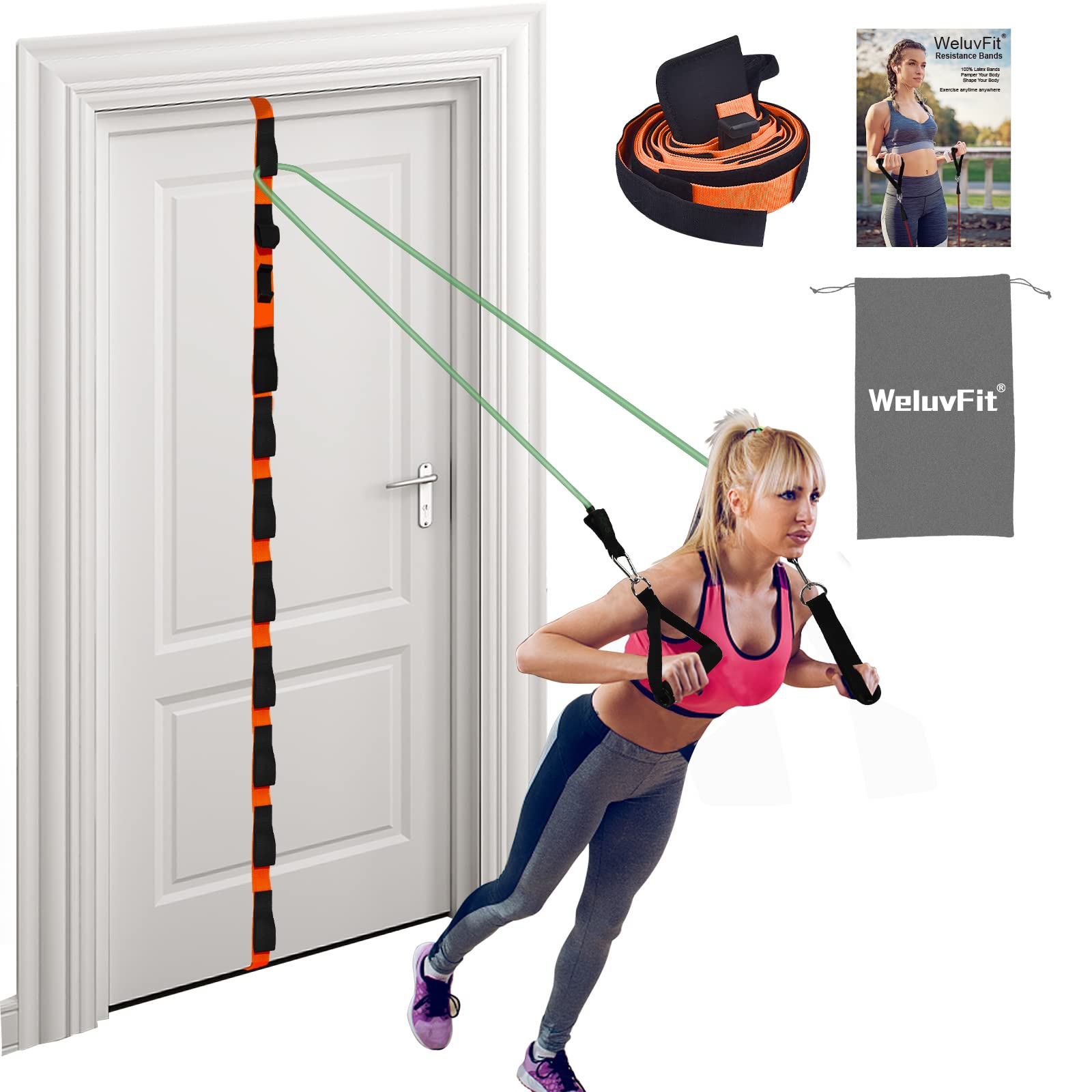 WeluvFit Door Anchor Strap for Resistance Bands Exercises, Exercise Equipment for Home Gym Workouts, Full Body Fitness Equipment for Bench Press, Deadlift